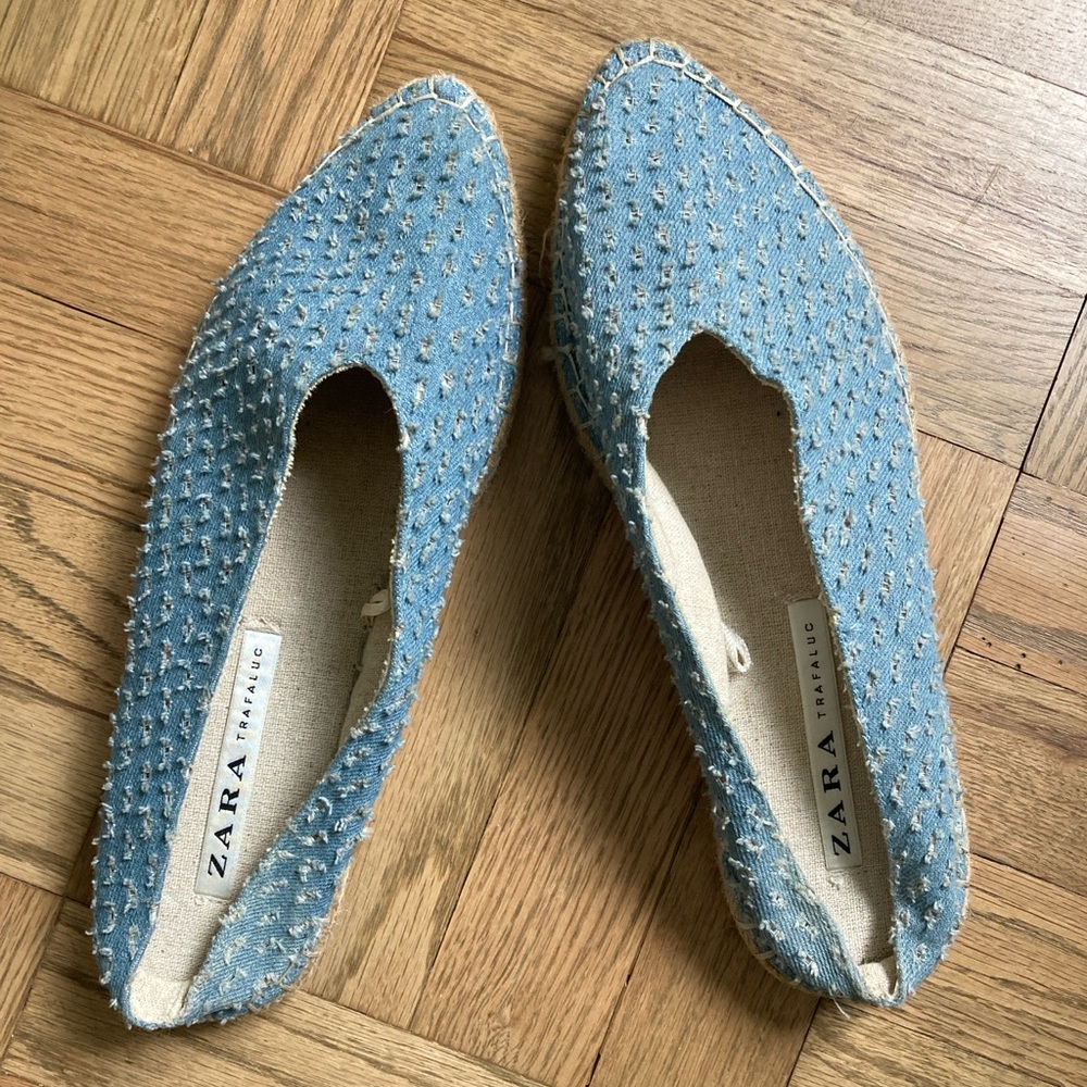 Zara Textured Blue Espadrilles